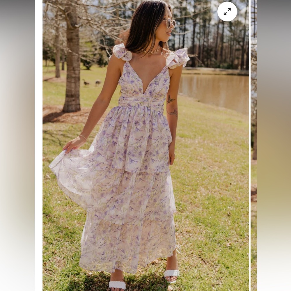 VGUC Large Storia Lavender Tiered Ruffle Maxi Dress